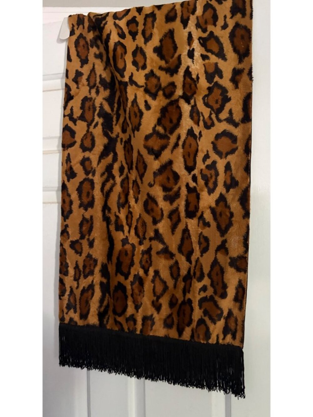 Andasimo Leopard Long Table Dresser Cabinet Runner with Fringe Home Decor